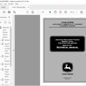 John Deere Tractors Ultimate Series X740 X744 X748 & X749 Technical Manual - PDF DOWNLOAD